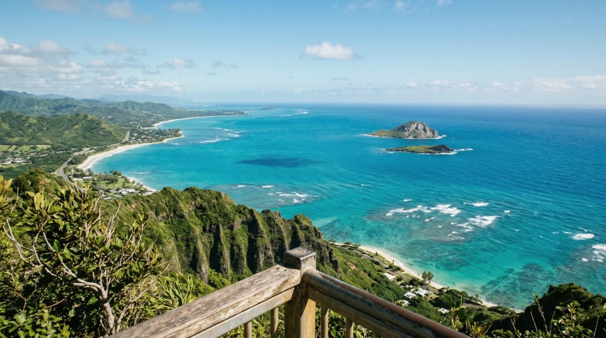 Rugged coastal cliffs and turquoise water at one of Oahu's best lookouts, seen on a Honolulu city tour of the coastline